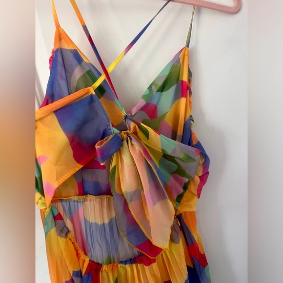 Colorful Sundress Maxi Dress Crisscross Back - Picture 4 of 6